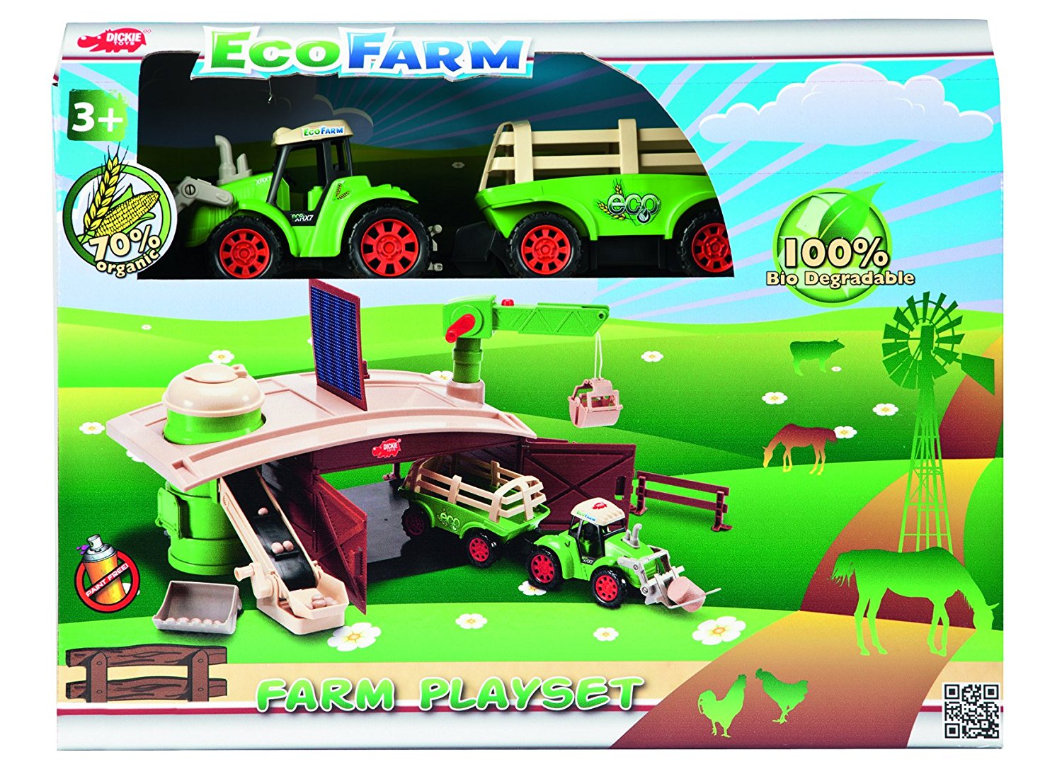 Большой набор Эко-ферма с трактором и краном  